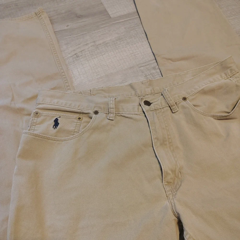 Polo Ralph Lauren Mens Authentic Dungarees Khaki Tan Twill Pants 36x32